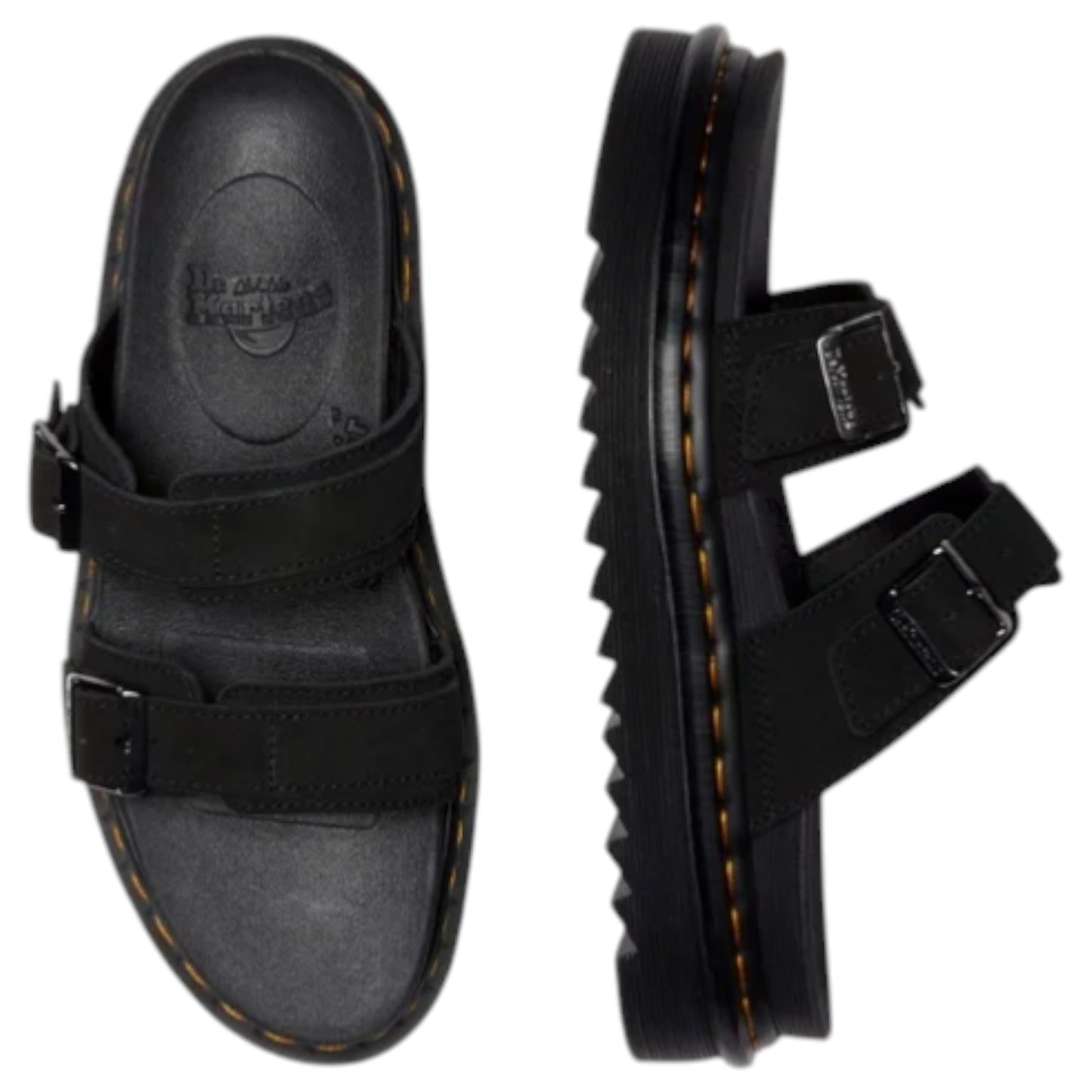 Mens Dr. Martens Myles Long Napped Suede Sandals Black