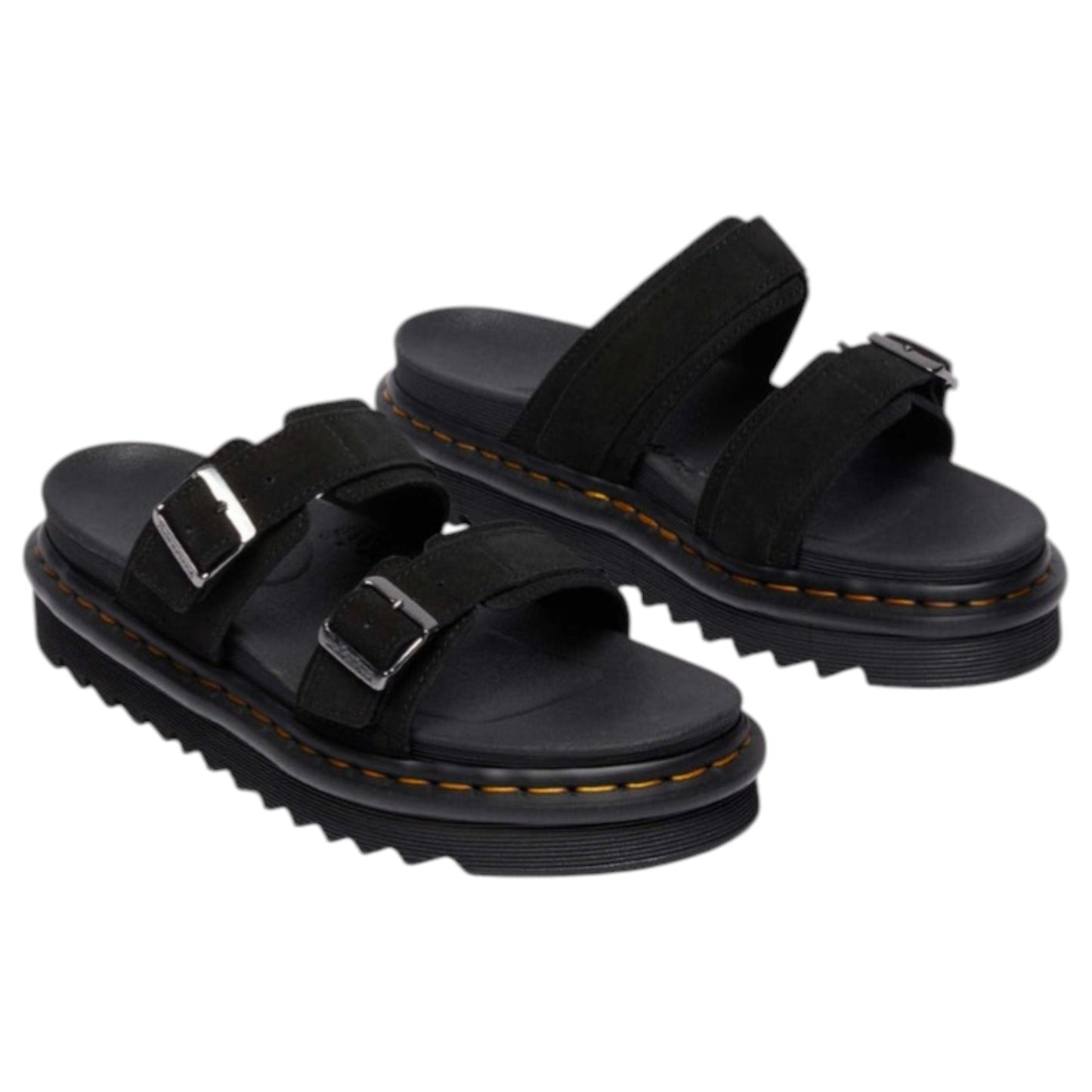 Mens Dr. Martens Myles Long Napped Suede Sandals Black