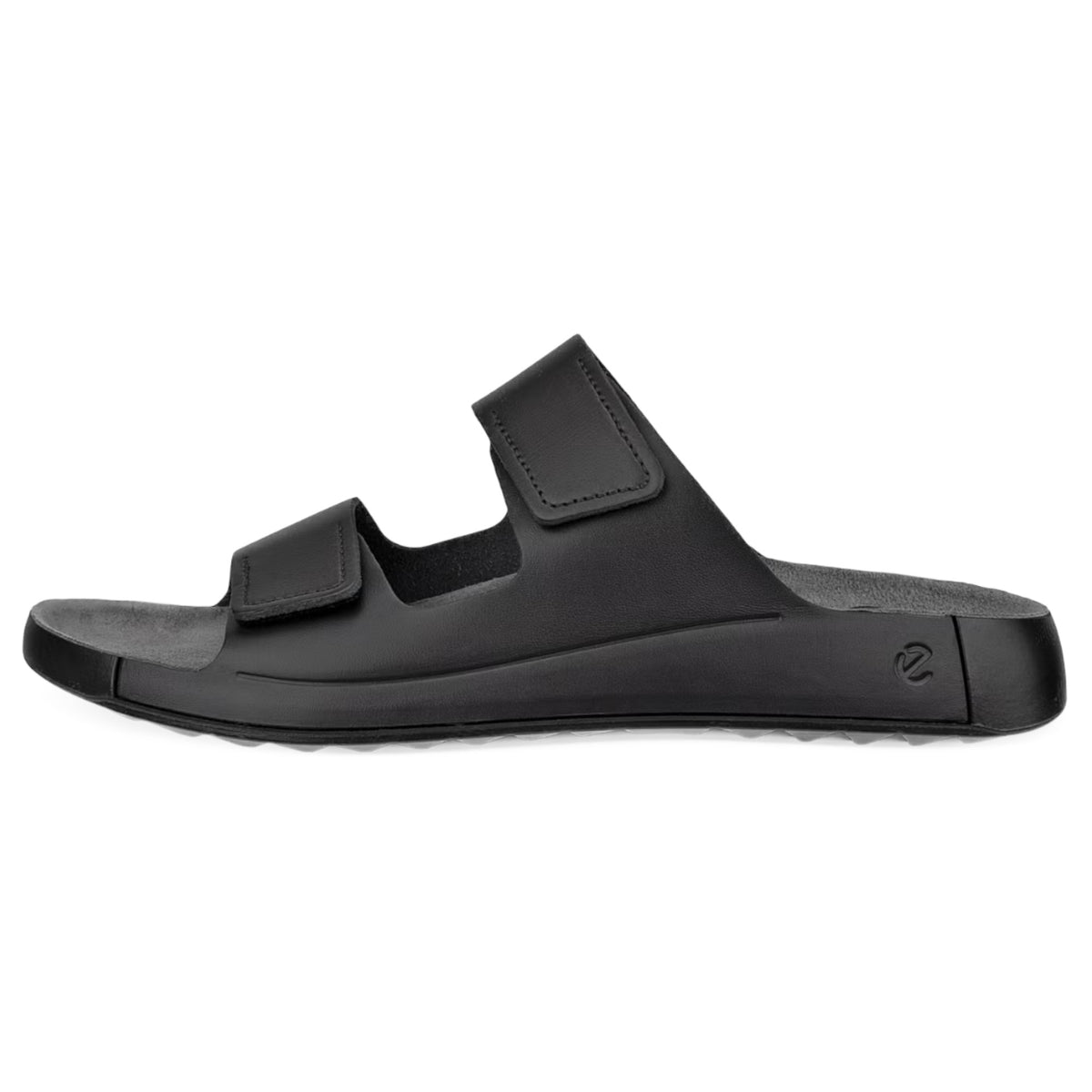 Mens Ecco Cozmo Leather Shoes Black Two Strap Sandal