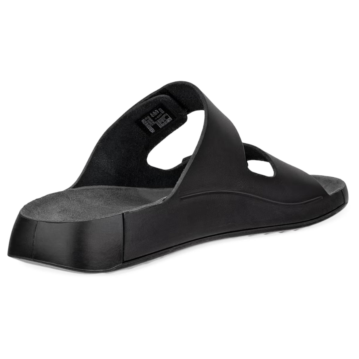 Mens Ecco Cozmo Leather Shoes Black Two Strap Sandal