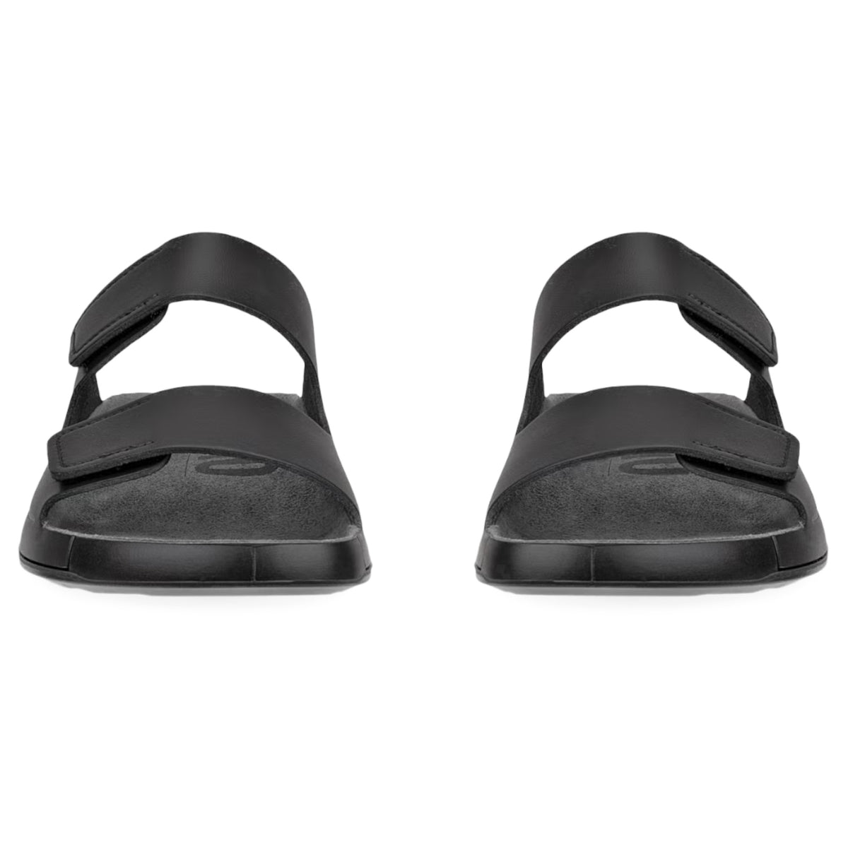 Mens Ecco Cozmo Leather Shoes Black Two Strap Sandal