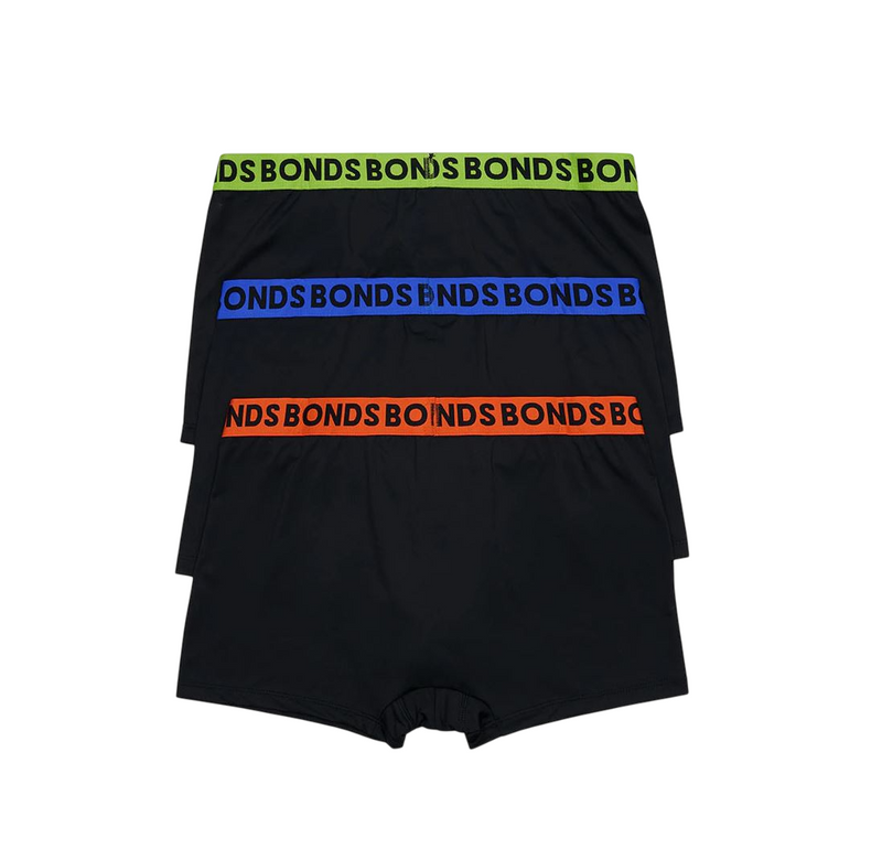 3 x Bonds Mens Everyday Microfibre Trunk Black Multi Underwear