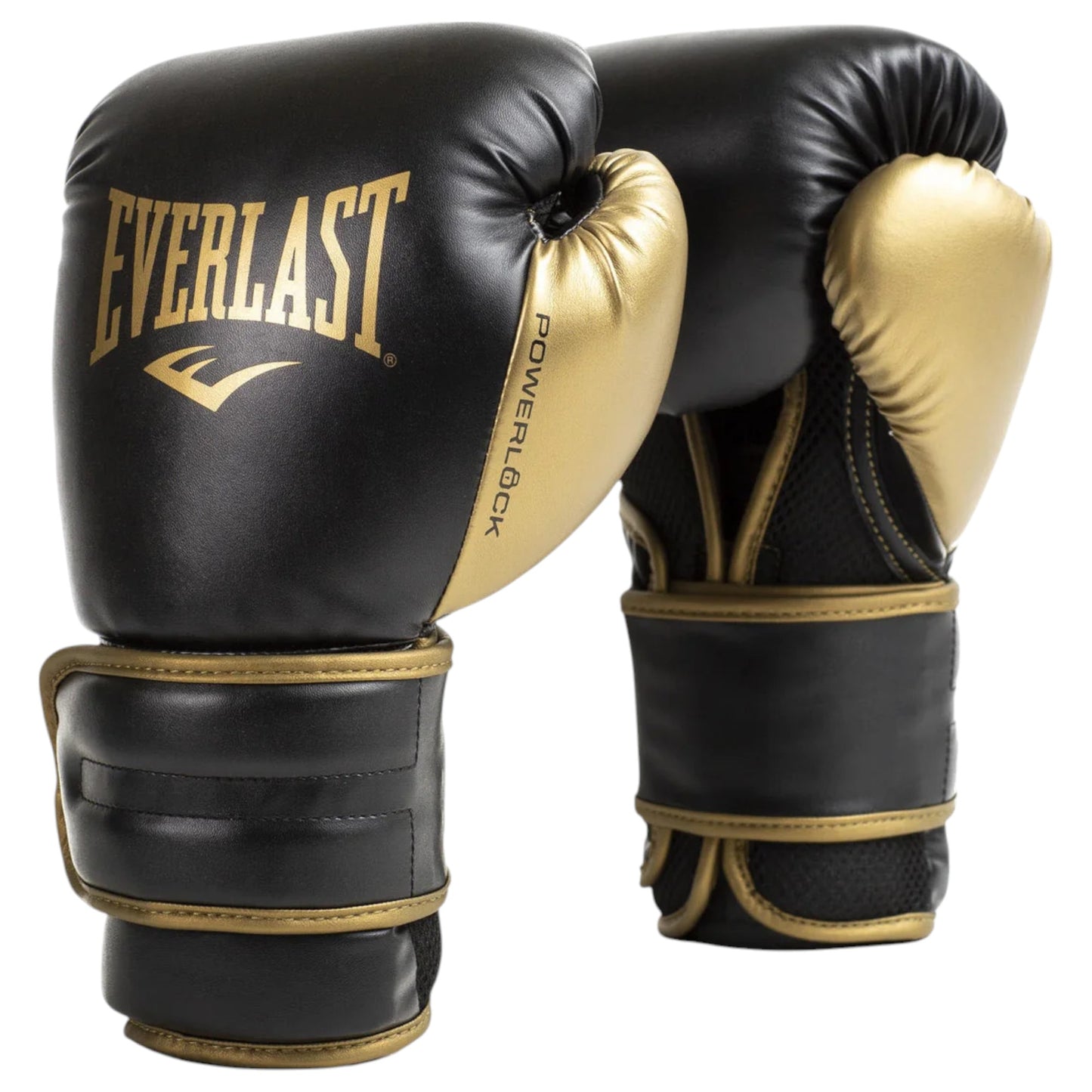 Unisex Adults Everlast Powerlock2 Boxing Gloves Black / Gold