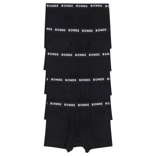 5 Pack Mens Bonds Everyday Trunks Underwear Black