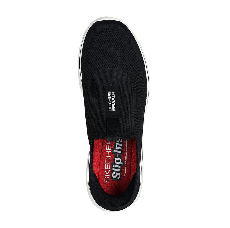 Mens Skechers Go Walk 7 - Easy On 2 Black White Slip On Sneaker Shoes