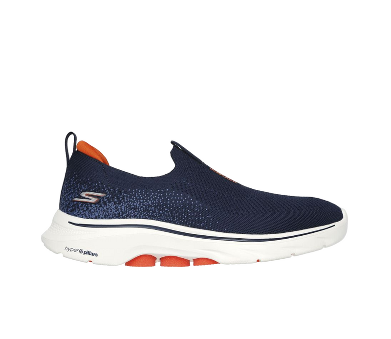 Mens Skechers Go Walk 7 Navy/Orange Slip On Sneaker Shoes