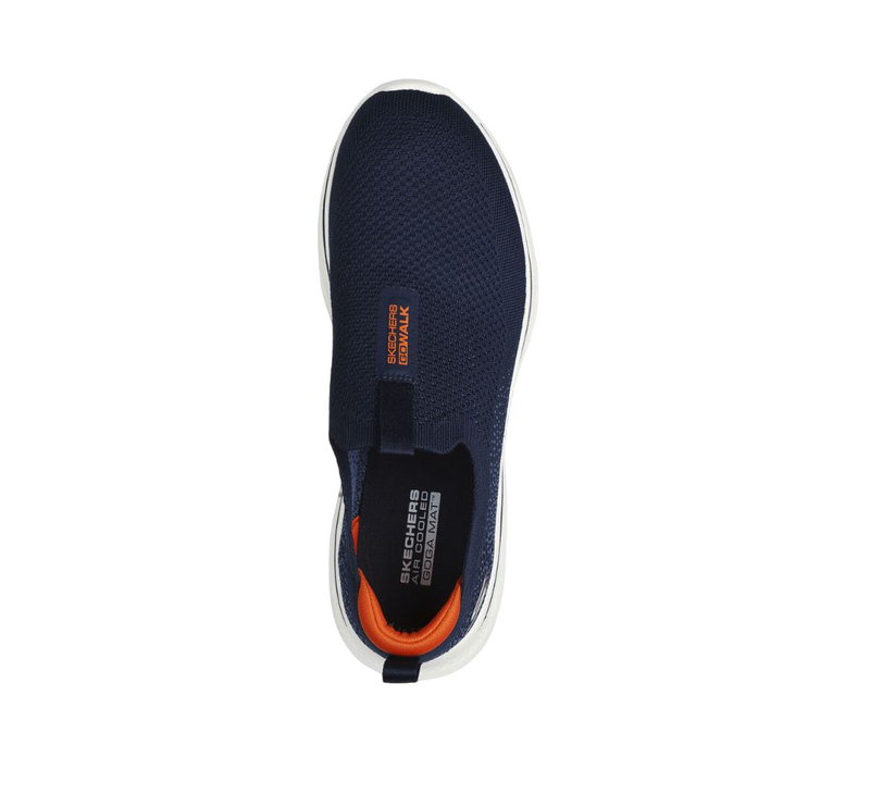 Mens Skechers Go Walk 7 Navy/Orange Slip On Sneaker Shoes