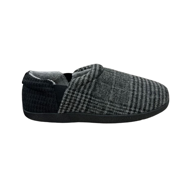 Mens Grosby Bryce Slippers Casual Slip On Grey Tartan Shoes