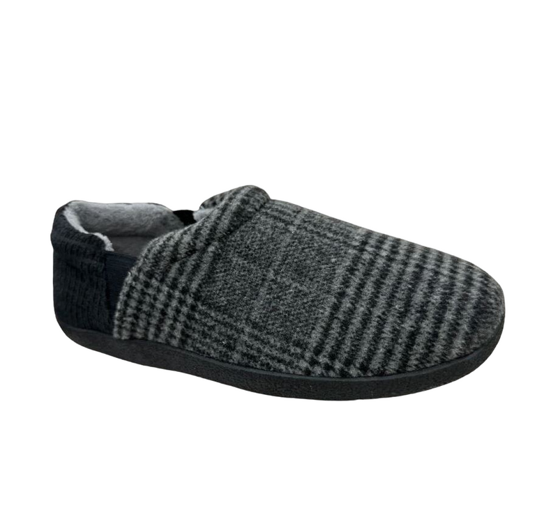 Mens Grosby Bryce Slippers Casual Slip On Grey Tartan Shoes
