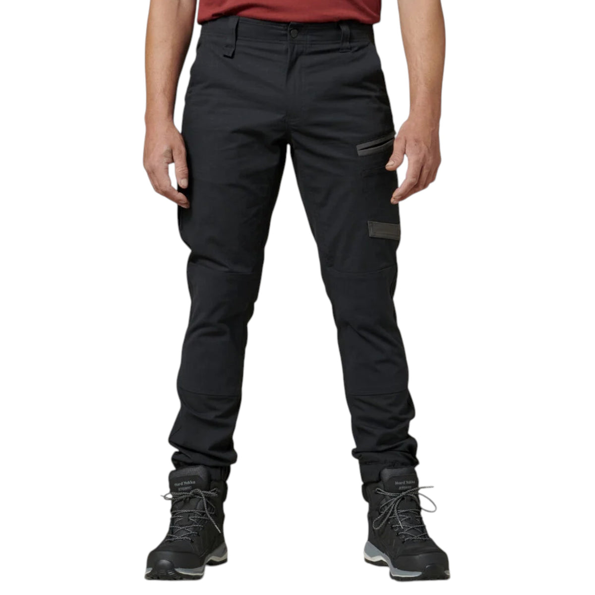 Mens Hard Yakka 3056 Raptor Rip Resistant Cuffed Cotton Cargo Workwear Pants Black