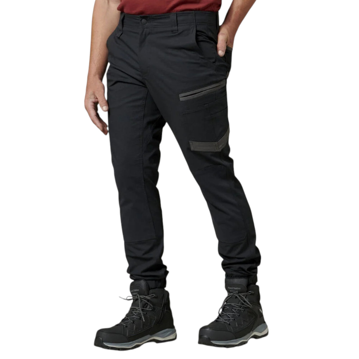 Mens Hard Yakka 3056 Raptor Rip Resistant Cuffed Cotton Cargo Workwear Pants Black