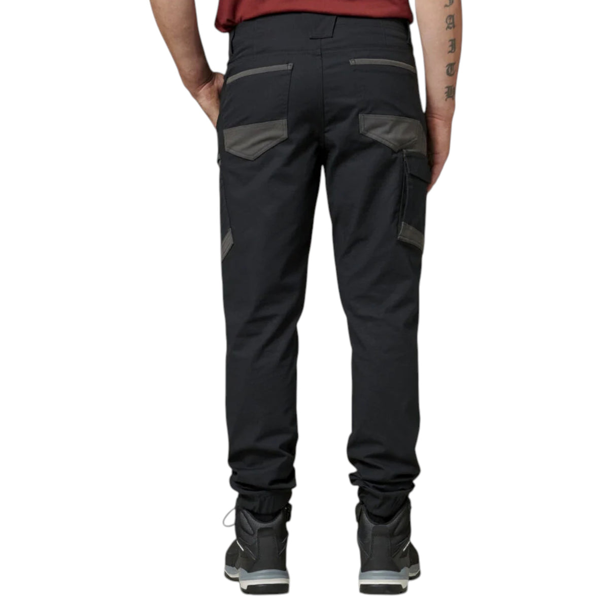 Mens Hard Yakka 3056 Raptor Rip Resistant Cuffed Cotton Cargo Workwear Pants Black