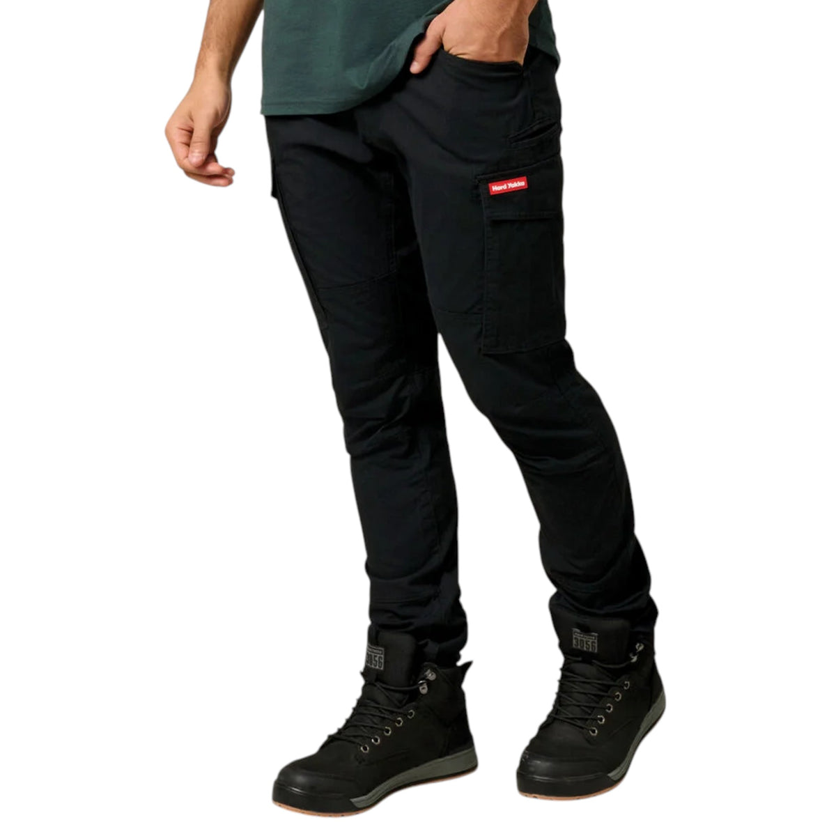 Mens Hard Yakka 3056 Ripstop Slim Fit Cotton Cargo Workwear Pants Black