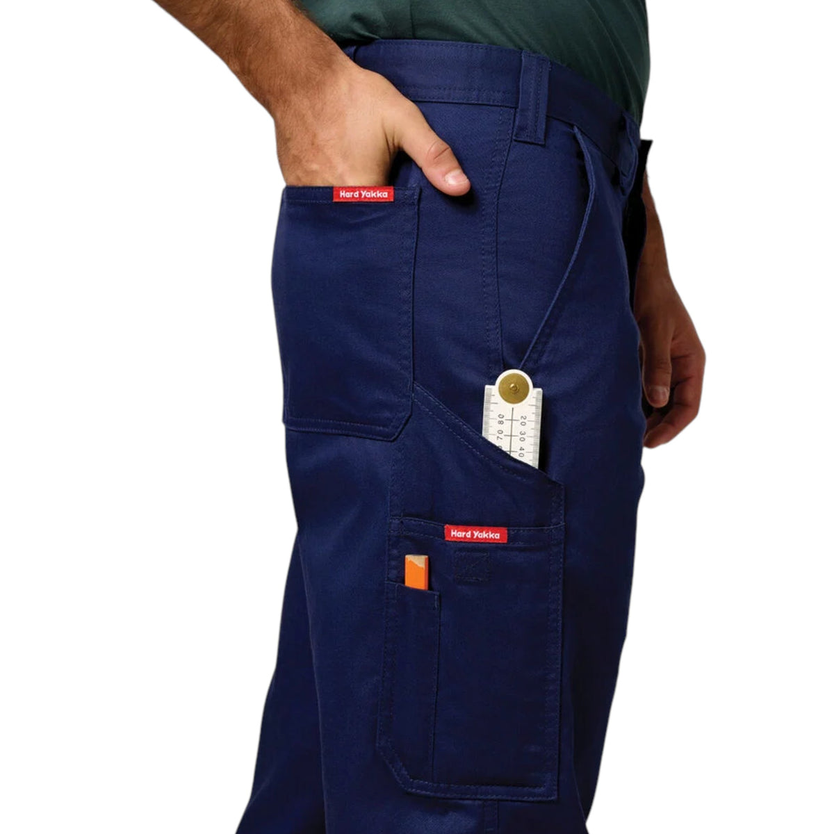 Mens Hard Yakka Core Lightweight Cotton Drill Cargo Workwear Pants Navy