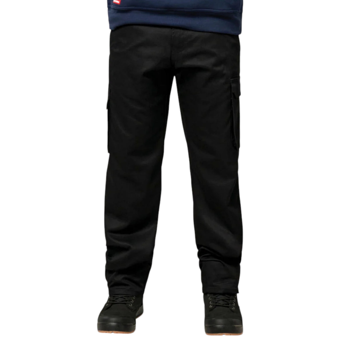 Mens Hard Yakka Cotton Drill Relaxed Fit Cargo Workwear Pants Black