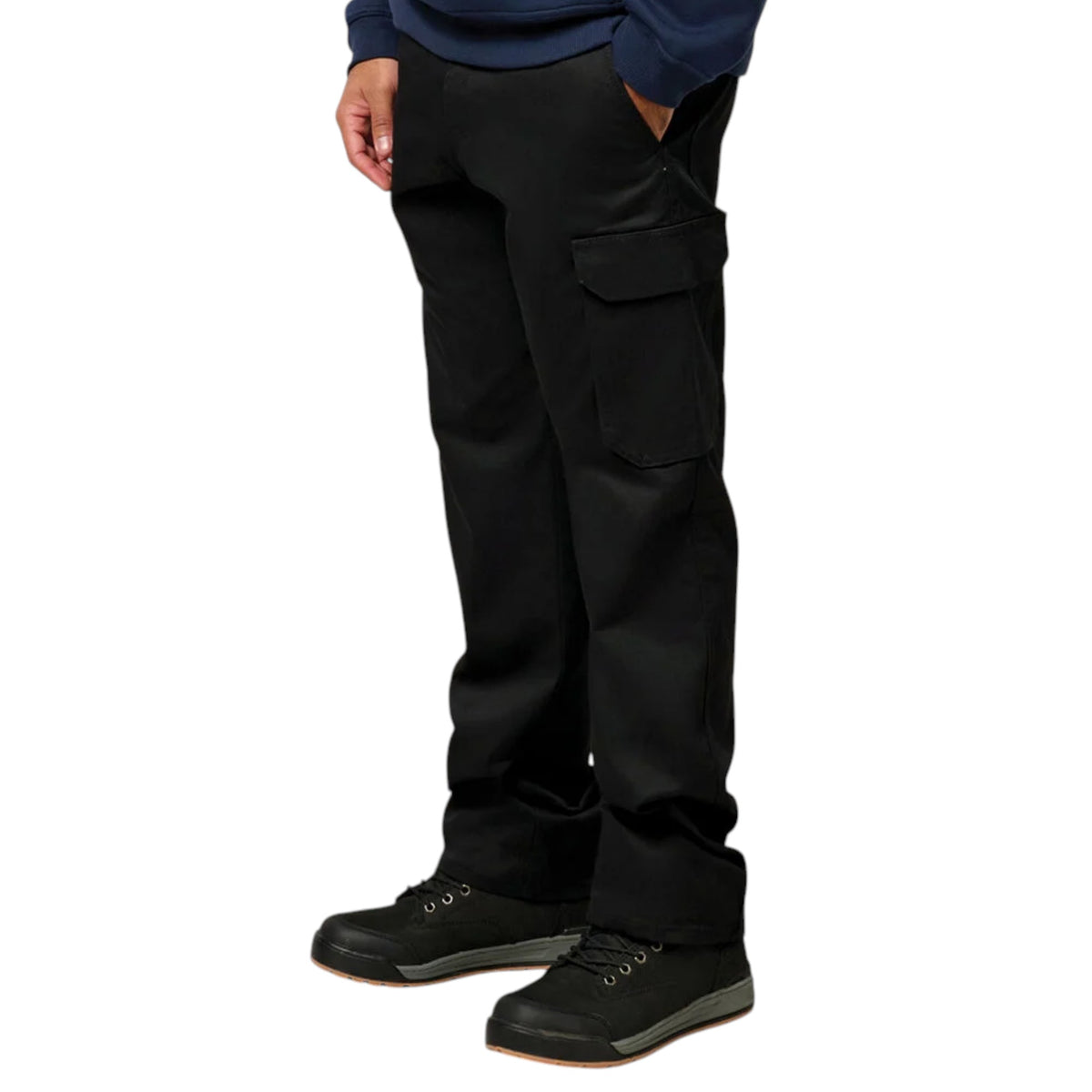 Mens Hard Yakka Cotton Drill Relaxed Fit Cargo Workwear Pants Black