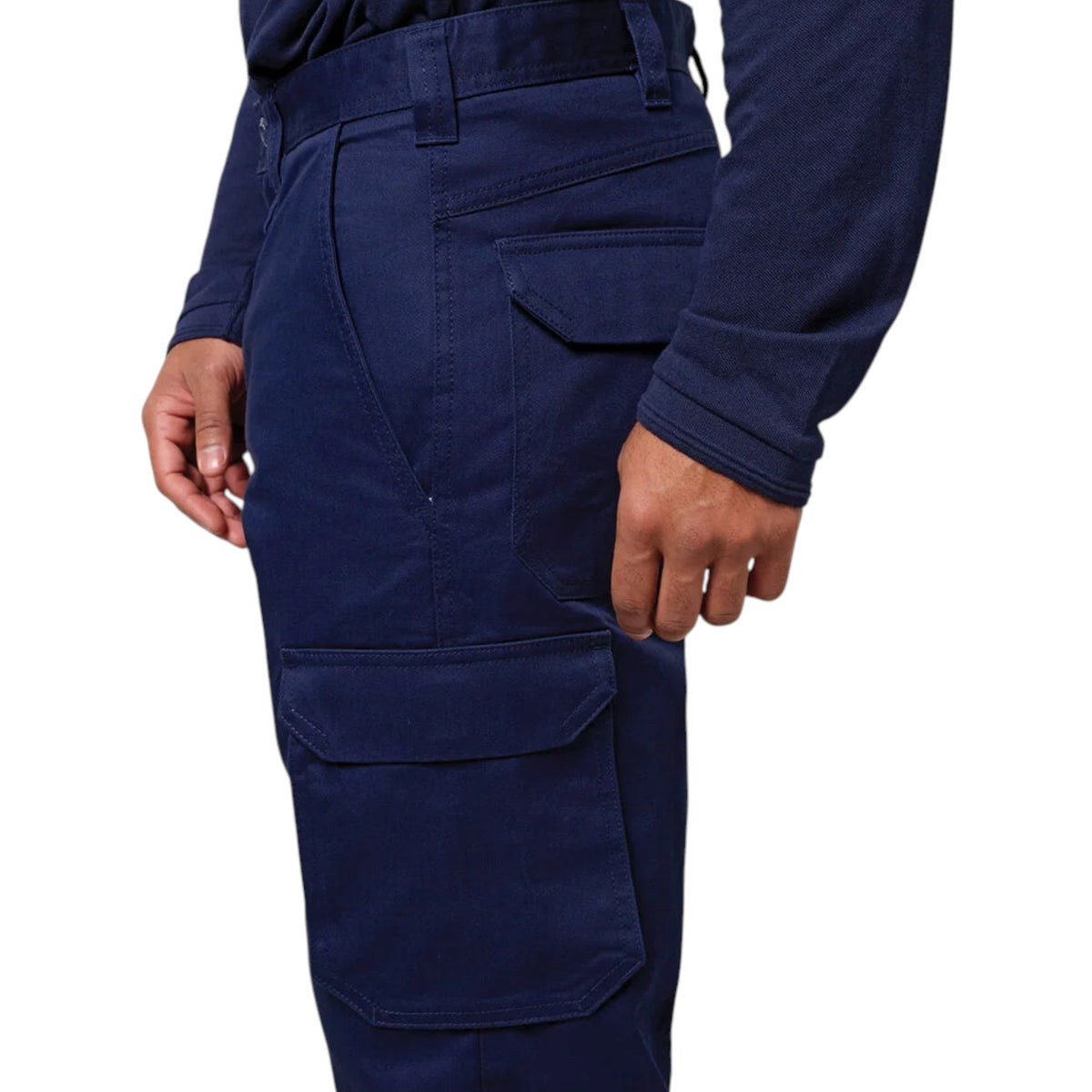 Mens Hard Yakka Cotton Drill Relaxed Fit Cargo Workwear Pants Navy