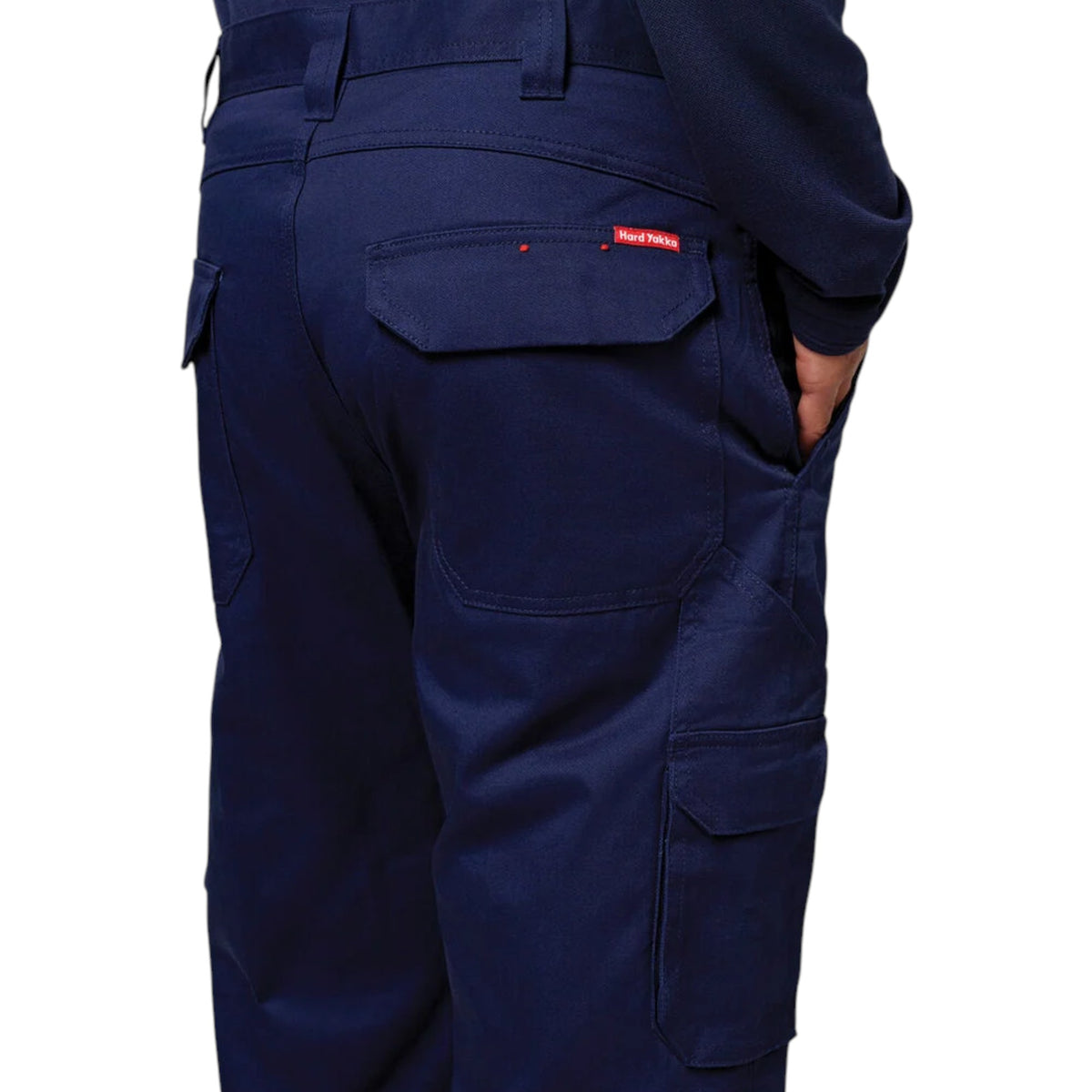 Mens Hard Yakka Cotton Drill Relaxed Fit Cargo Workwear Pants Navy