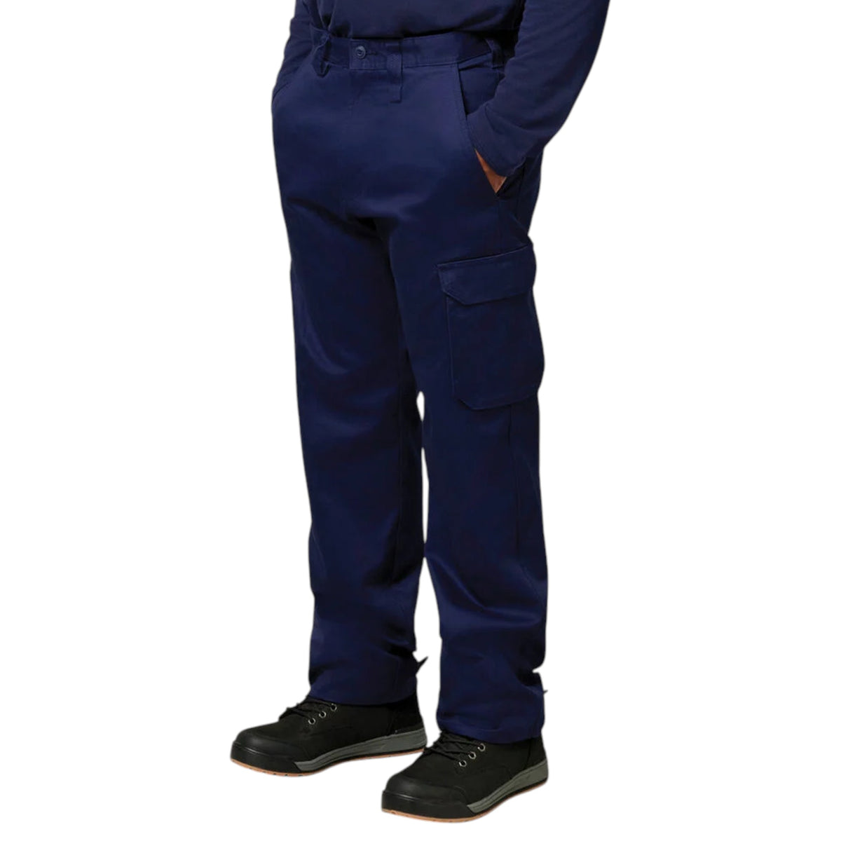 Mens Hard Yakka Cotton Drill Relaxed Fit Cargo Workwear Pants Navy