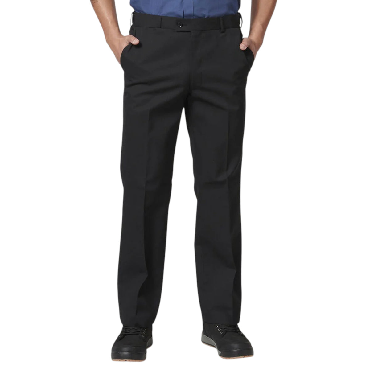 Mens Hard Yakka Permanent Press Plain Front Workwear Pants Black