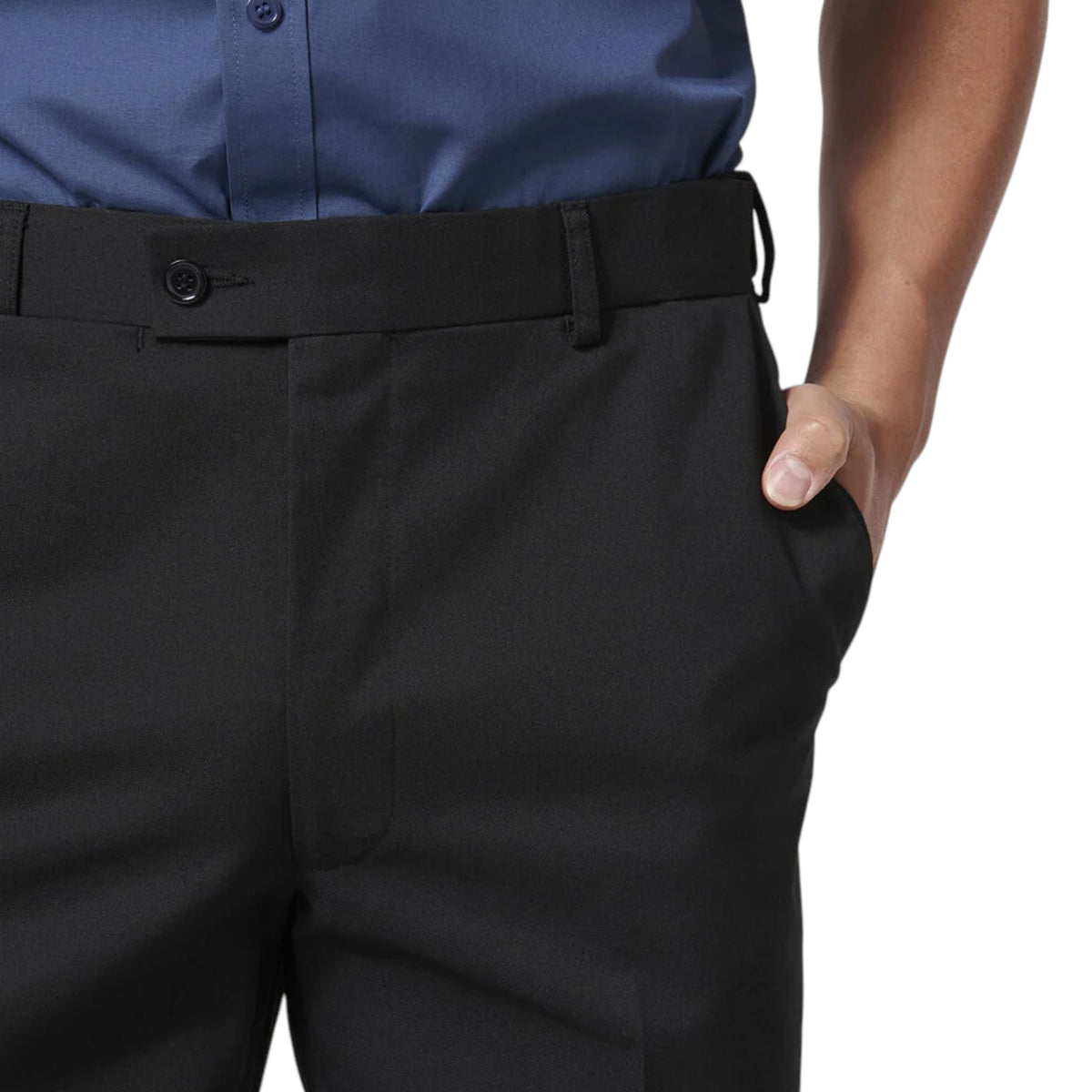 Mens Hard Yakka Permanent Press Plain Front Workwear Pants Black