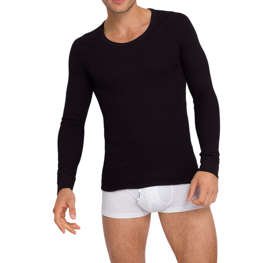 Mens Holeproof Aircel Thermal Waffle Knit T-Shirt Black