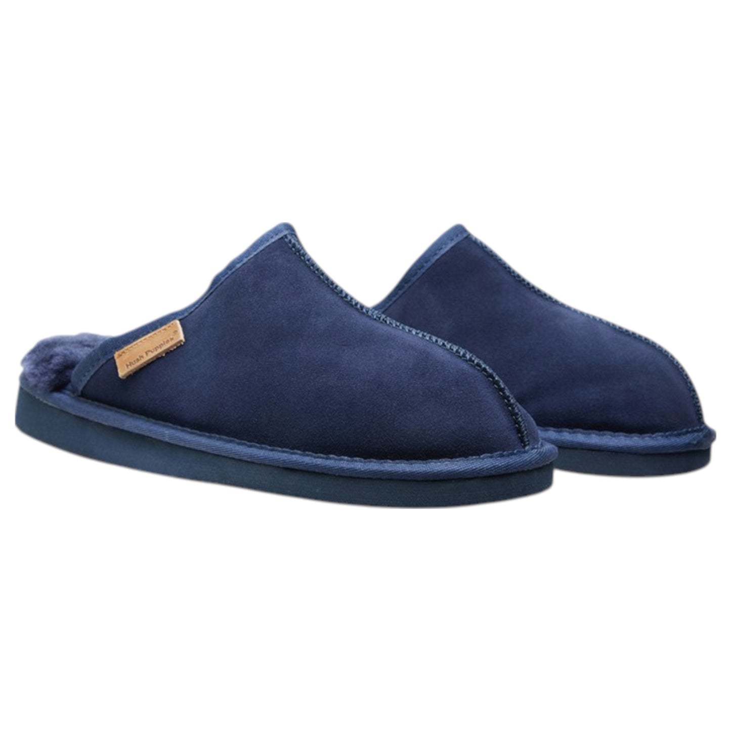 Mens Hush Puppies Loch Slippers Navy Suede