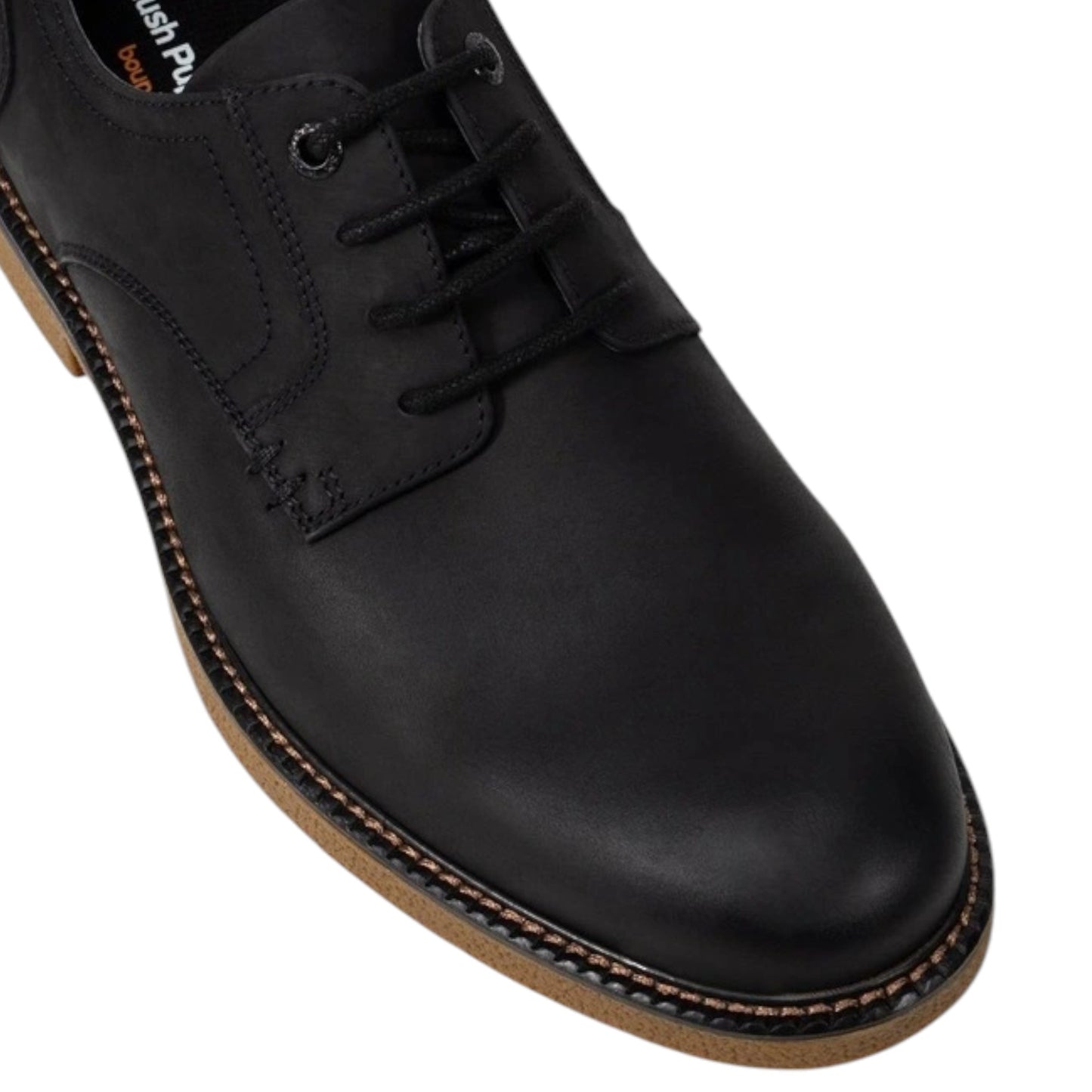 Mens Hush Puppies Manchester Shoes Black Rub
