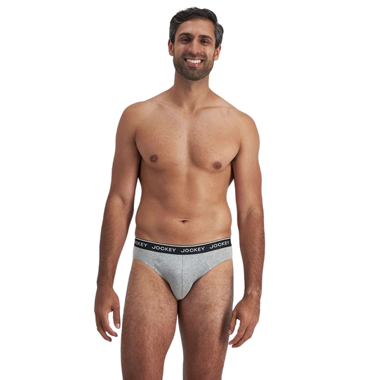 4 Pack Mens Jockey Cotton Elastic Briefs Underwear Black/Grey