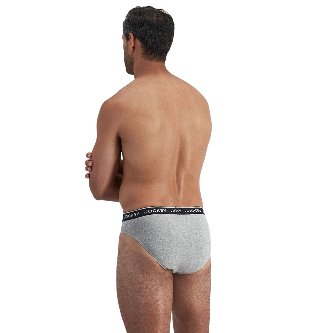12 Pack Mens Jockey Cotton Elastic Briefs Underwear Black/Grey