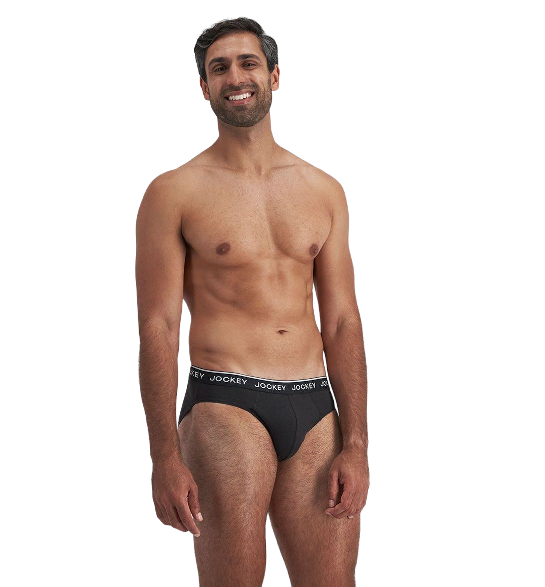 12 Pack Mens Jockey Cotton Elastic Briefs Underwear Black/Grey