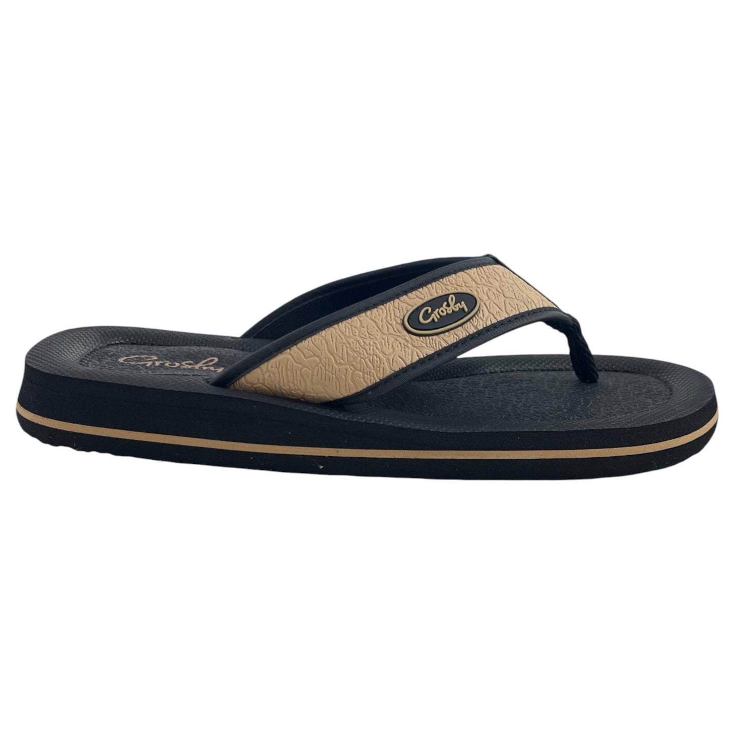 Mens Grosby New Husky Thongs Khaki/Black