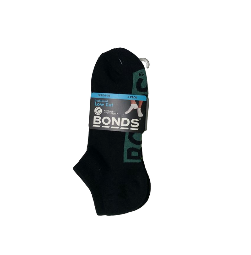 9 Pairs X Bonds Mens Cushioned Low Cut Socks Black With Multi Logo