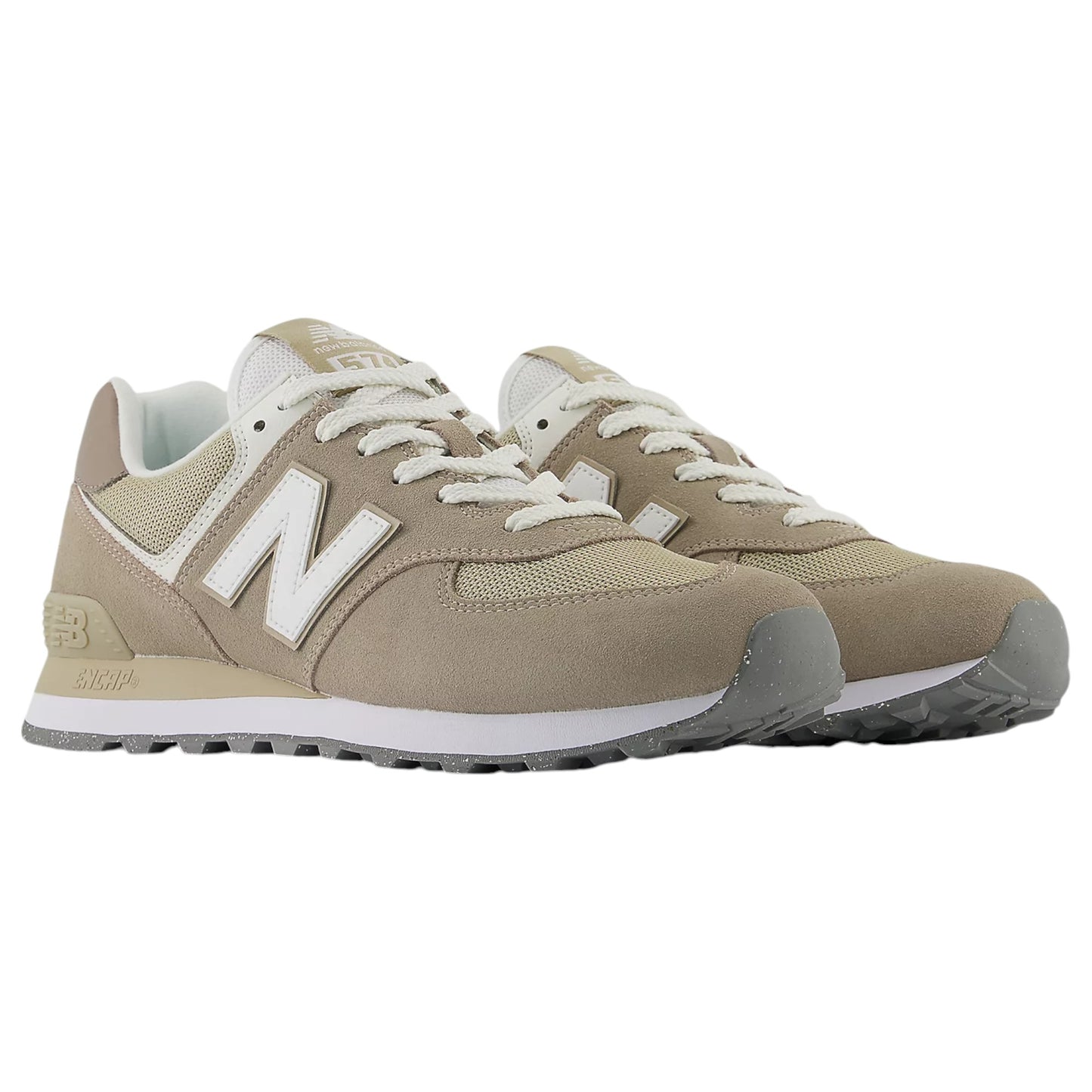 Mens New Balance 574 Shoes Light Mushroom/White