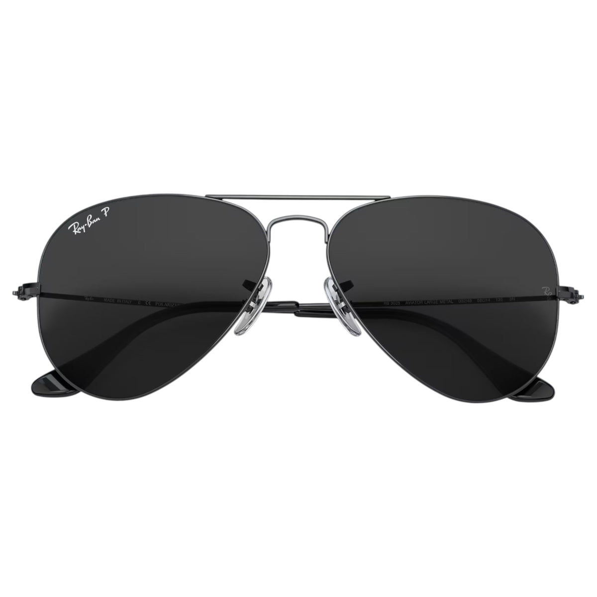 Mens Ray-Ban Aviator RB3025 Polarised Sunglasses Polished Black