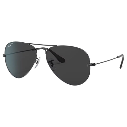 Mens Ray-Ban Aviator RB3025 Polarised Sunglasses Polished Black