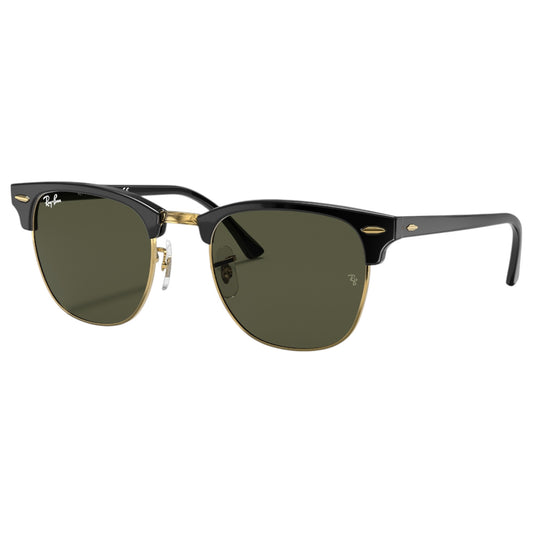 Mens Ray-Ban Clubmaster RB3016 Polarized Sunglasses Polished Black/ Green