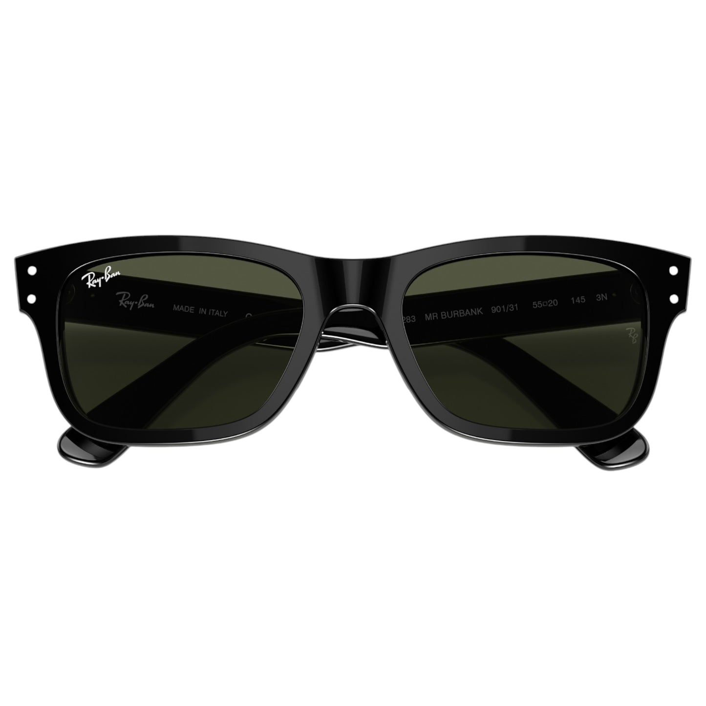 Mens Ray-Ban Burbank RB2283 Polarized Sunglasses Polished Black/ Green