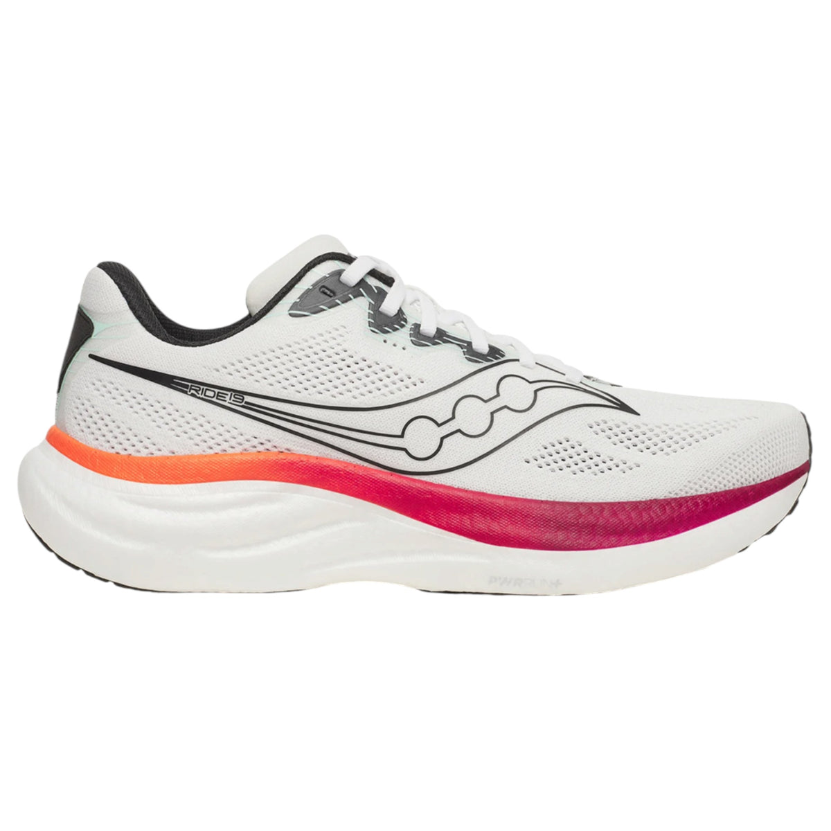 Mens Saucony Ride 19 Shoes White/Crimson