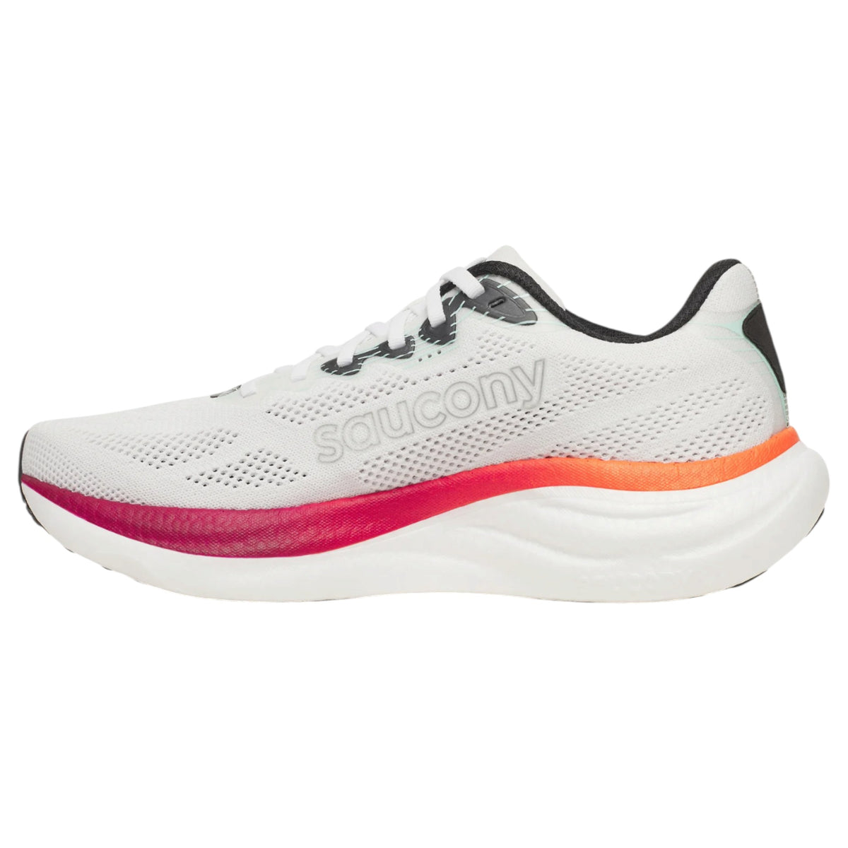 Mens Saucony Ride 19 Shoes White/Crimson