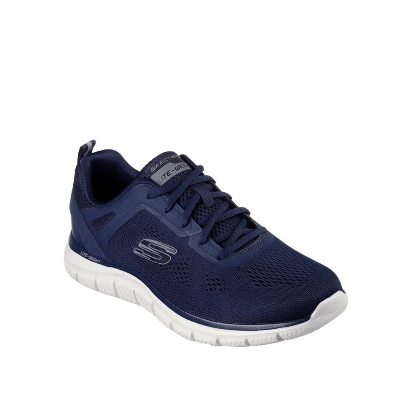 Mens Skechers Track Broader Navy Lace Up Athletic Shoes