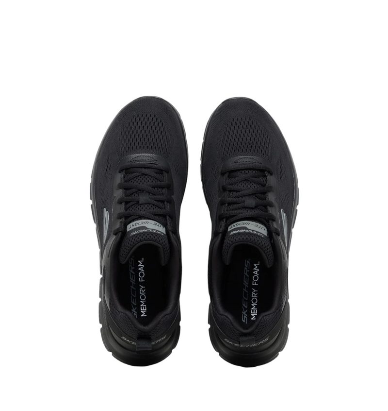 Mens Skechers Track Broader Black Lace Up Athletic Shoes