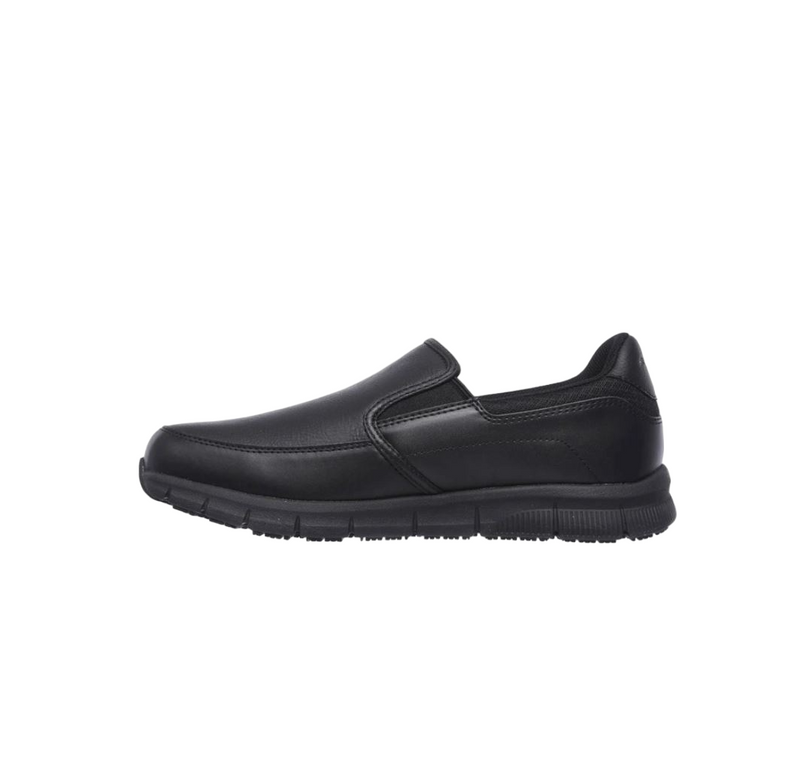 Mens Skechers Nampa Groton Slip Resistant Wide Fit Black Slip On Shoes