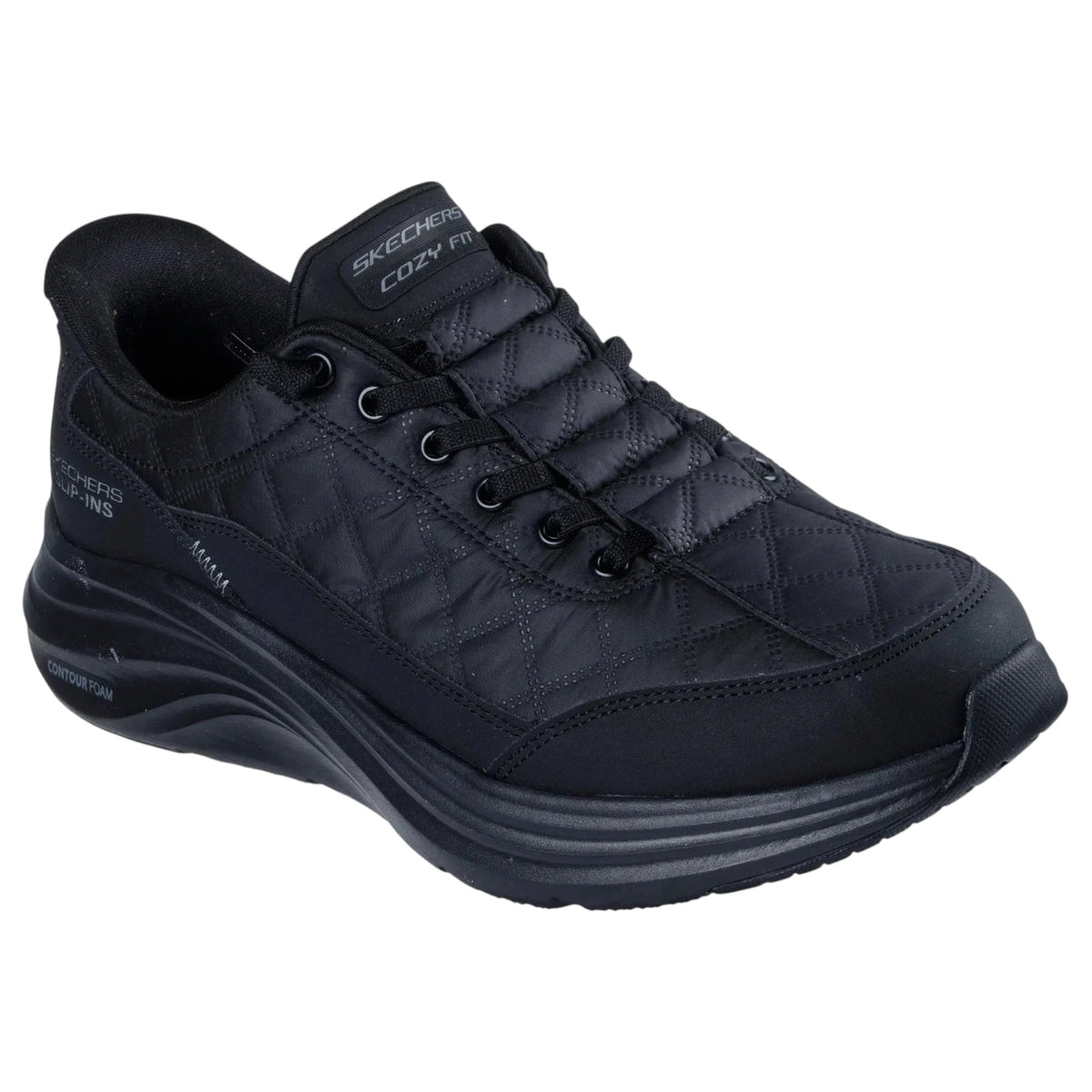 Mens Skechers Slip-Ins: Contour Foam - Cozy Fit Wide Shoes Pitch Black