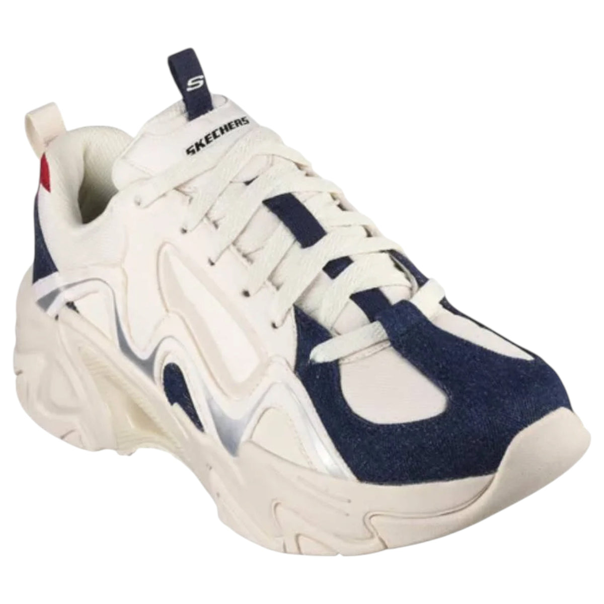 Mens Skechers Stamina V3 Shoes White/Navy/Red