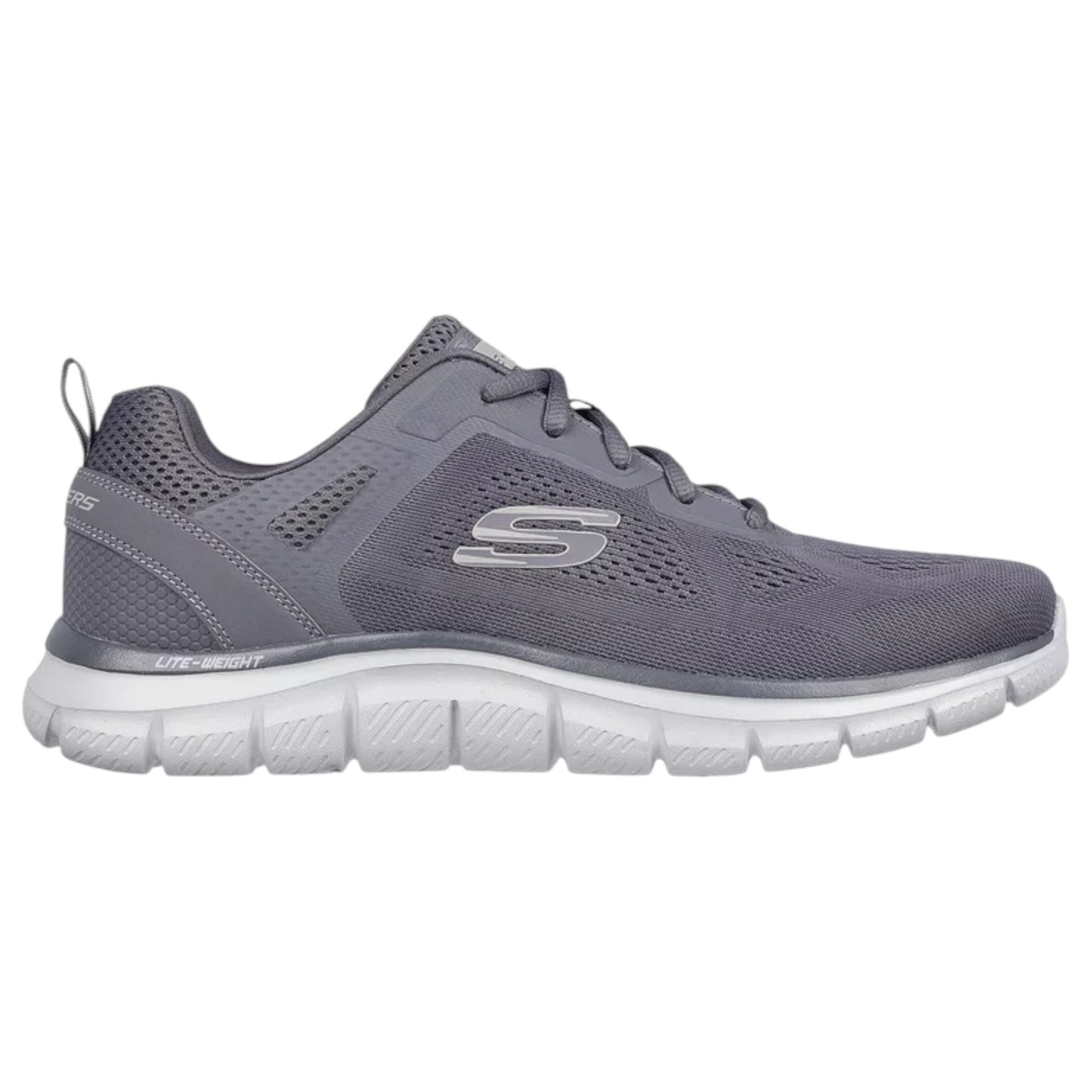 Mens Skechers Track Broader Shoes Charcoal