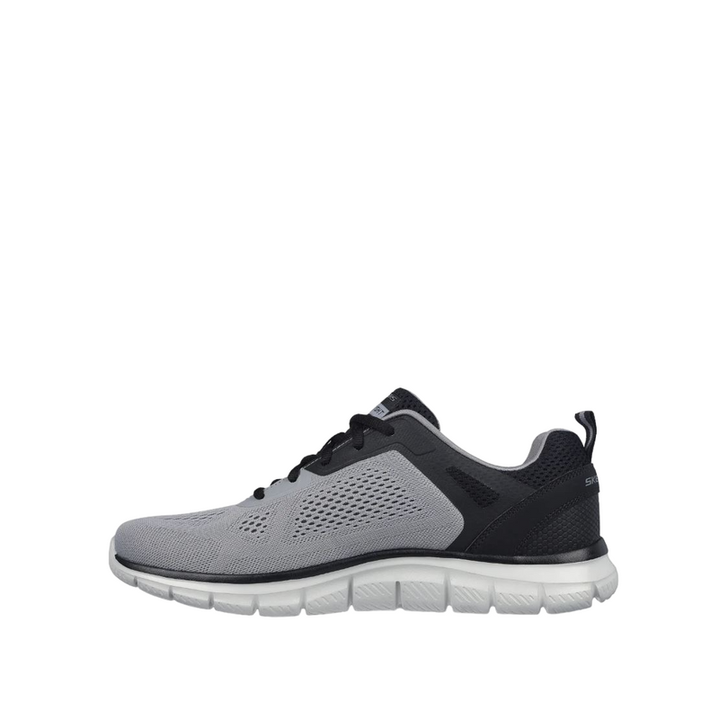 Mens Skechers Track Broader Grey/Black Lace Up Athletic Shoes