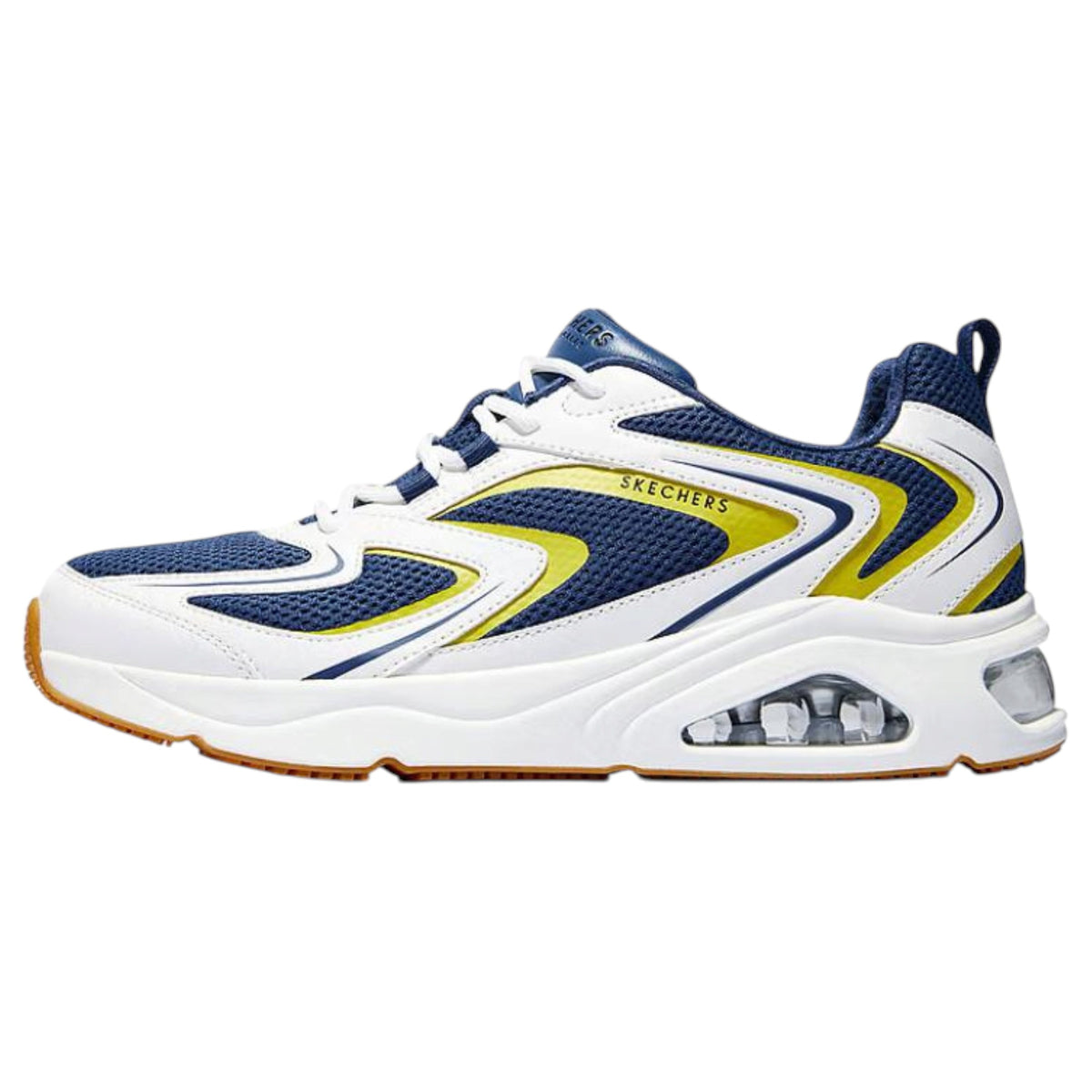 Men Skechers Tres-Air Uno Shoes White/Navy