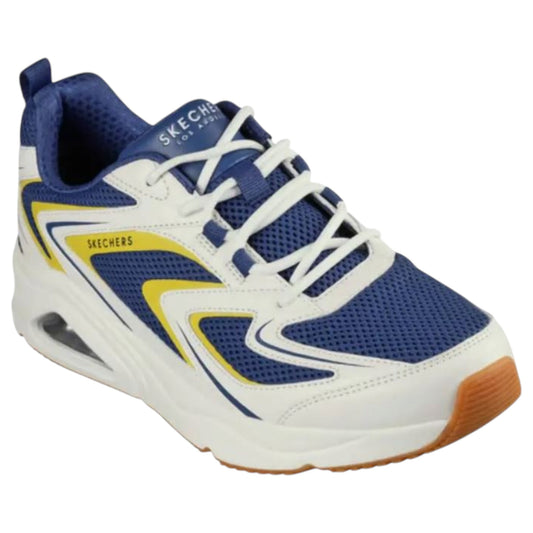 Mens Skechers Tres-Air Uno Shoes White/Navy