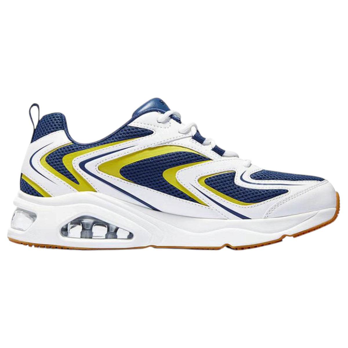 Men Skechers Tres-Air Uno Shoes White/Navy